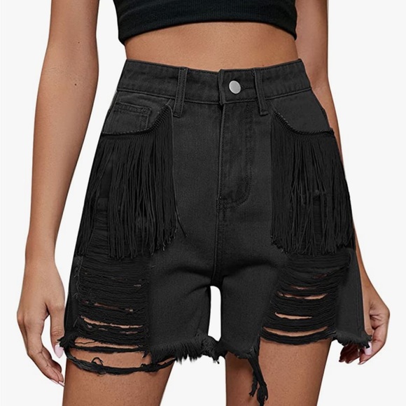 Distressed High Waisted Plus Size Denim Shorts - Picture 1 of 7